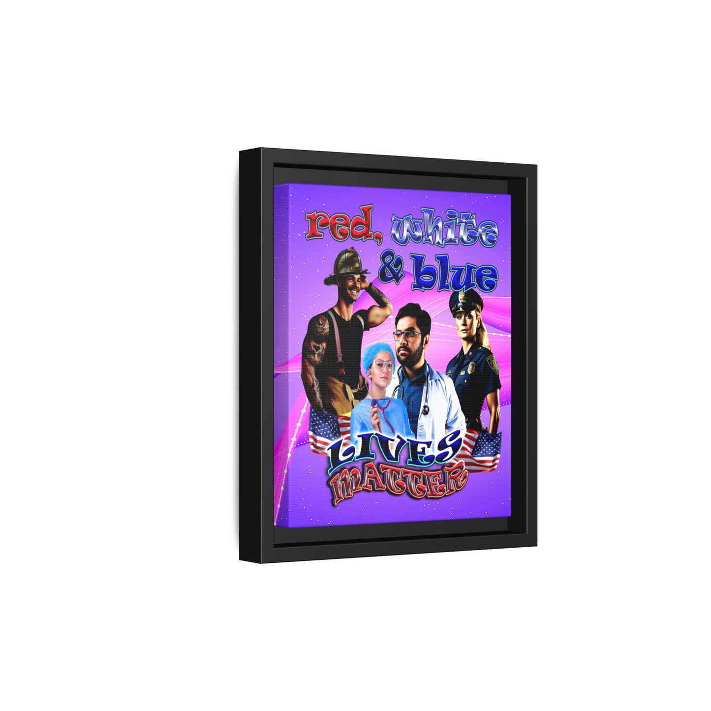 rw&b lives matter - framed canvas art (purple-pink wave)