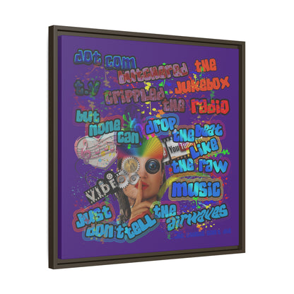 drop the beat - framed canvas art (purple)