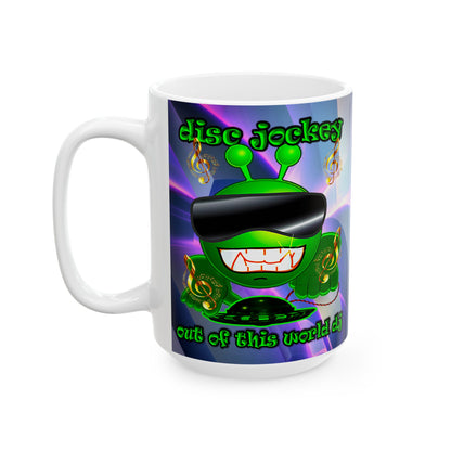 disc jockey - White Mug (grey-pink wave)