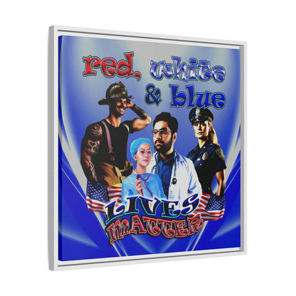 rw&b lives matter - framed canvas art (blue-white wave)