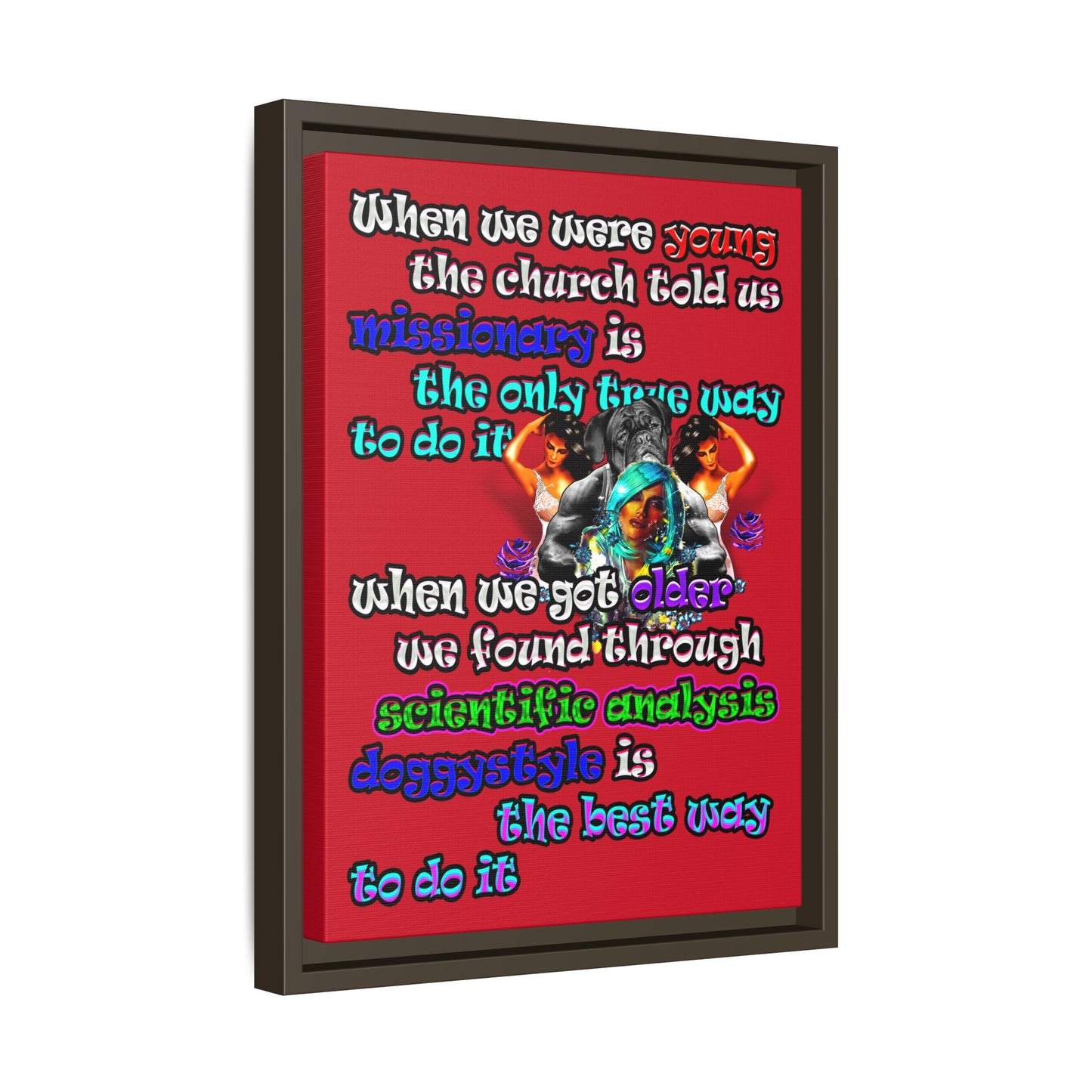 doggystyle - framed canvas art (dark red)