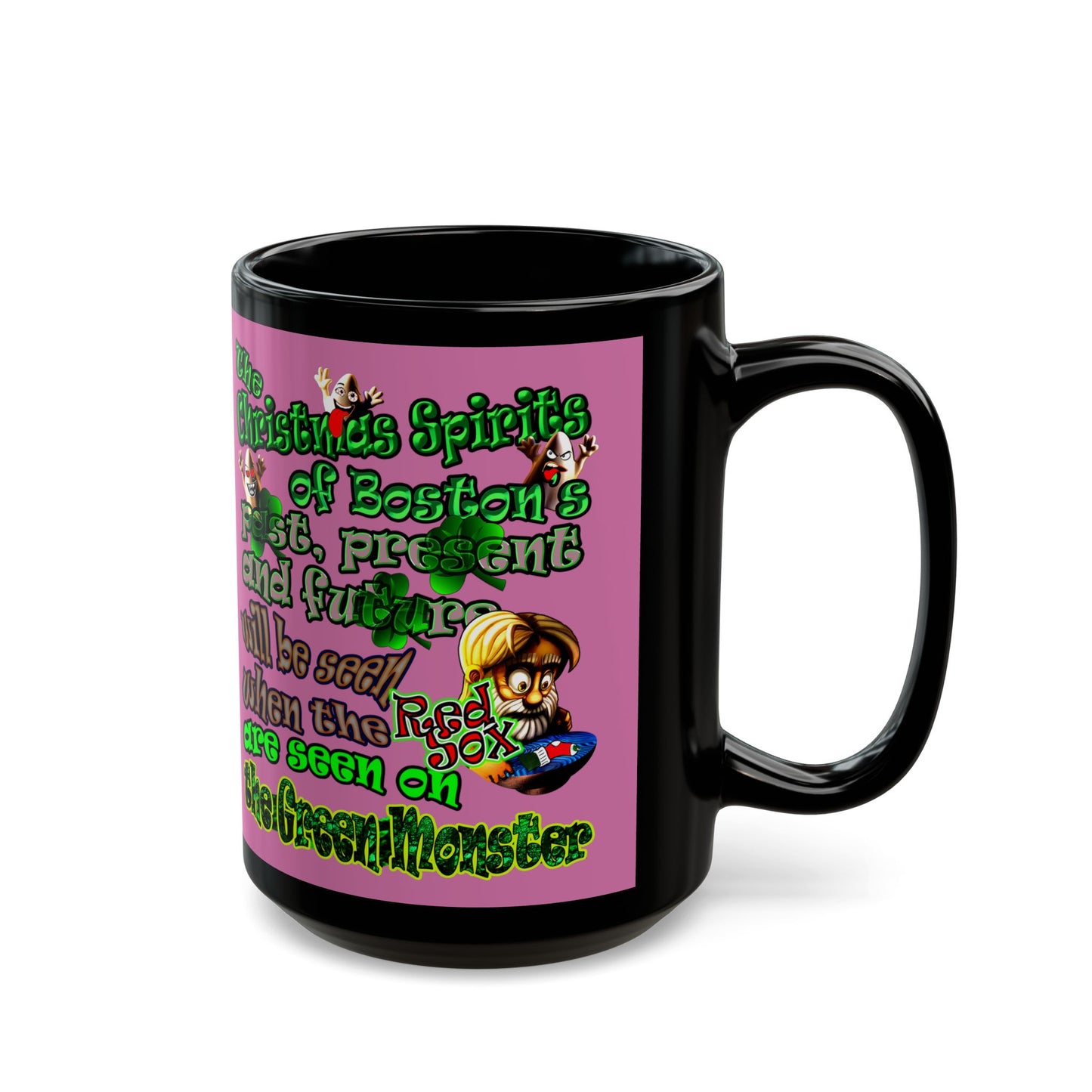 christmas spirits of boston - Black Mug (light pink)