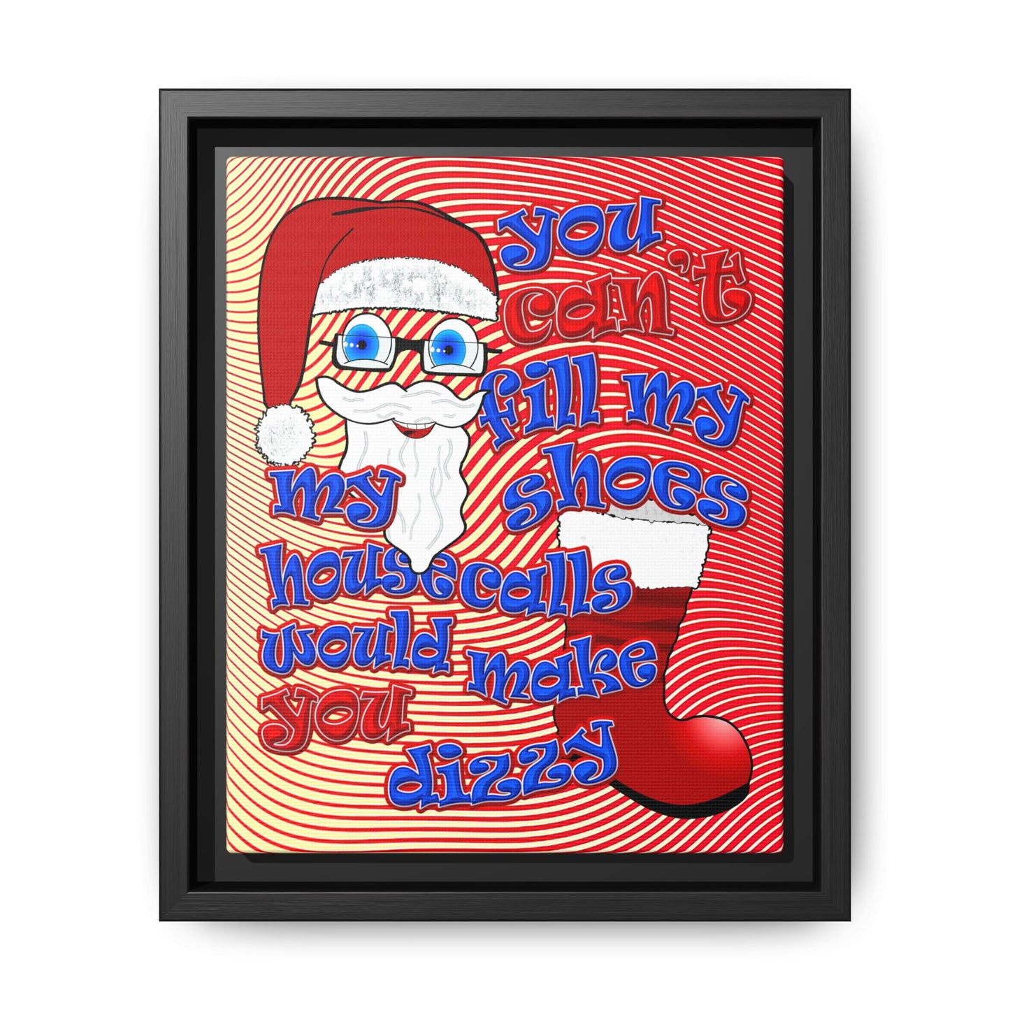santa's shoes - framed canvas art (yellow-orange wave)