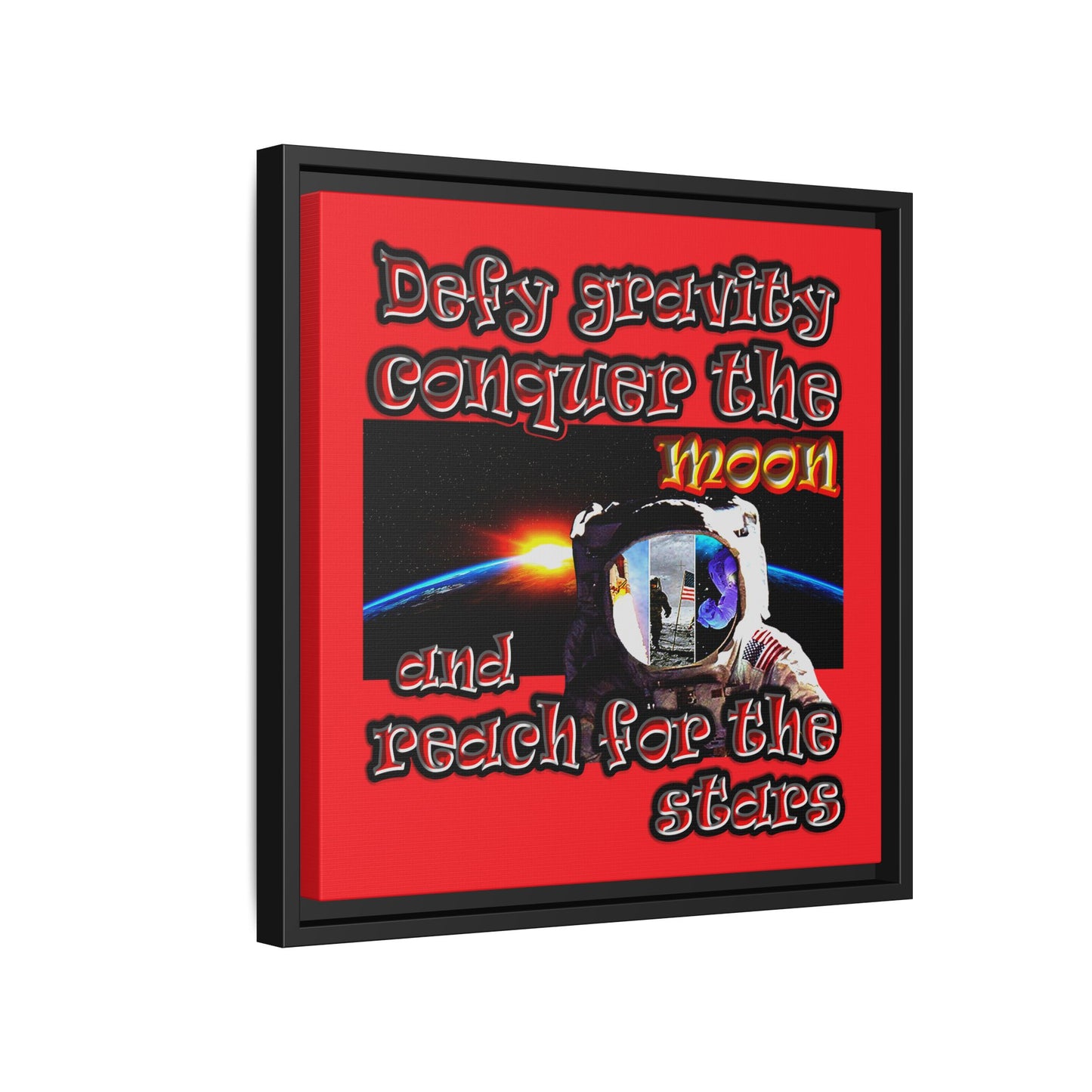 defy conquer reach - framed canvas art (red)