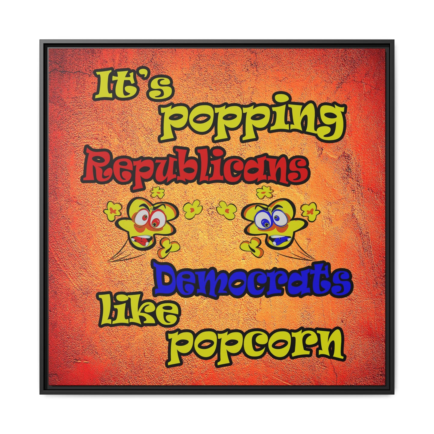 popping like popcorn - framed canvas art (burnt orange)