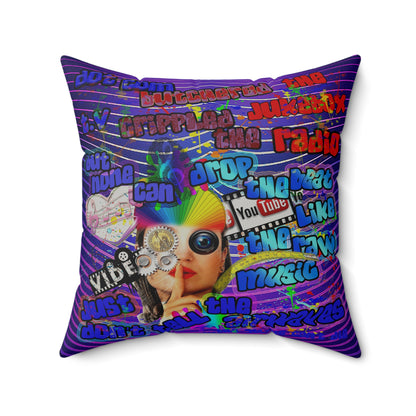 drop the beat - Faux Suede Square Pillow - (purple wave)