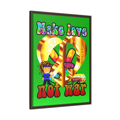 love peace - framed canvas art (logo green)