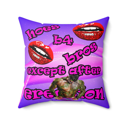 hoes b4 bros - Faux Suede Square Pillow - (purple-pink wave)