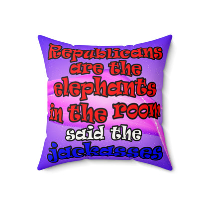 donkeys and elephants - Faux Suede Square Pillow - (purple-pink wave)