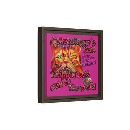 schrodinger's cat - framed canvas art (pink)