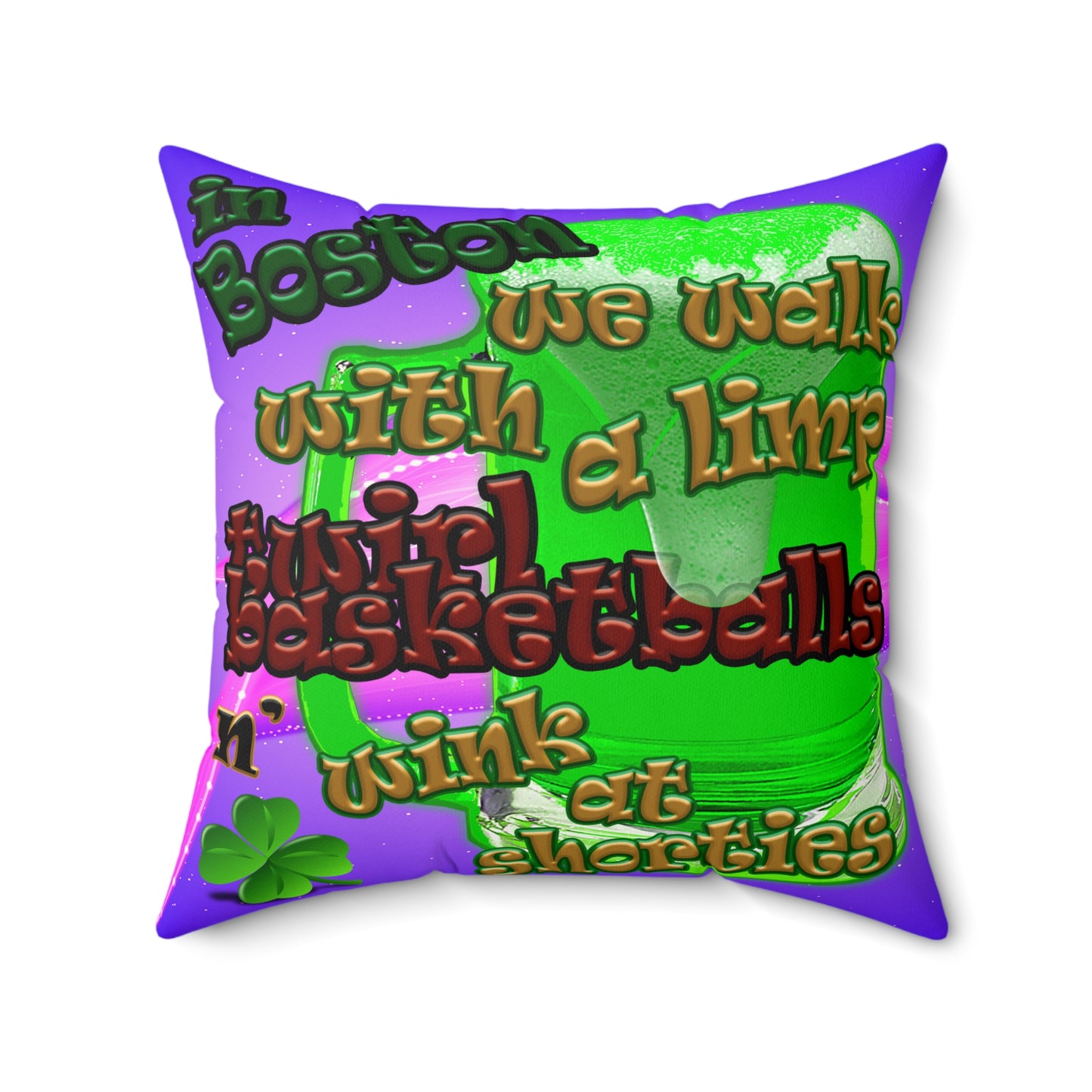 celtics logo - Faux Suede Square Pillow - (purple-pink wave)