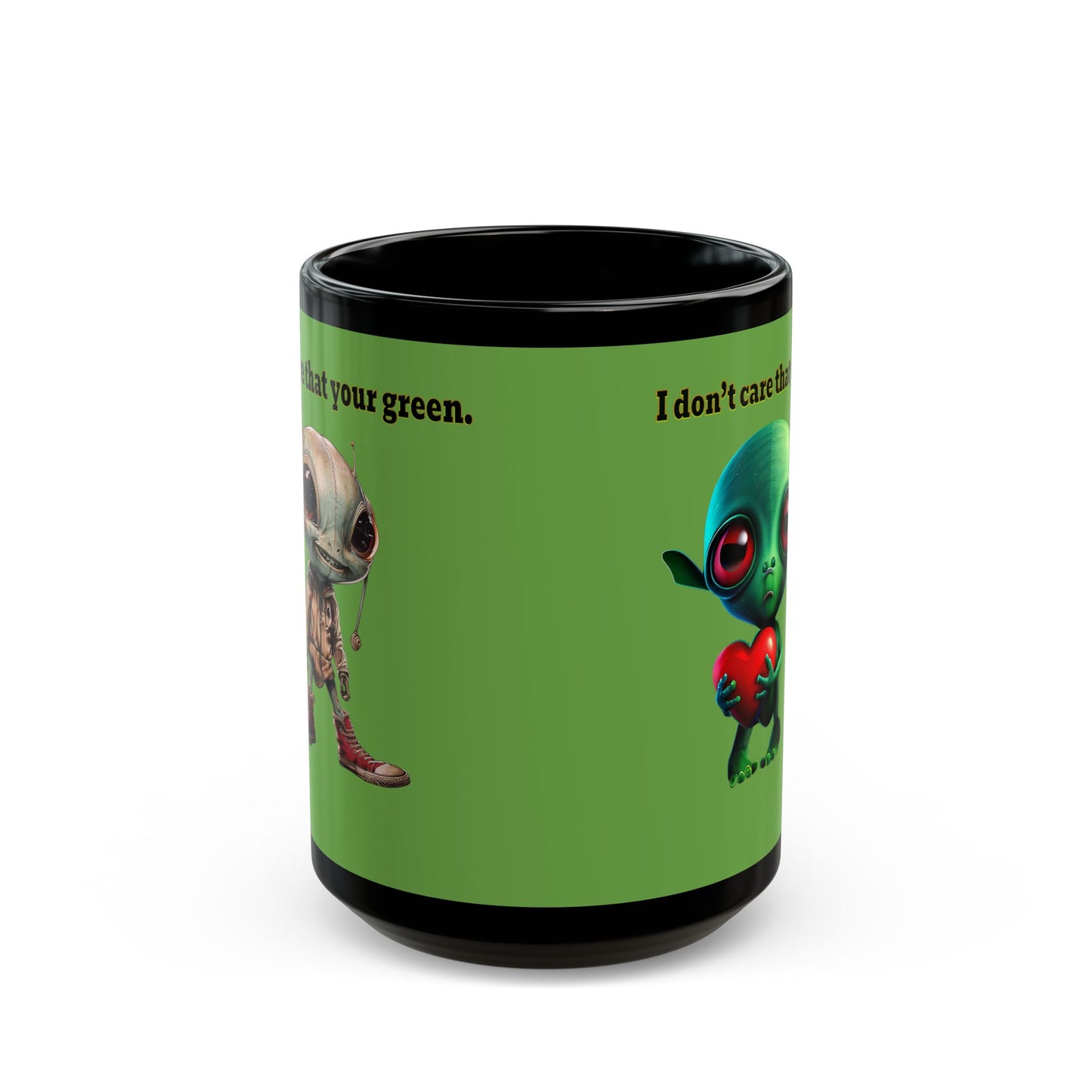 I don't care that your grey - Black Mug (green)