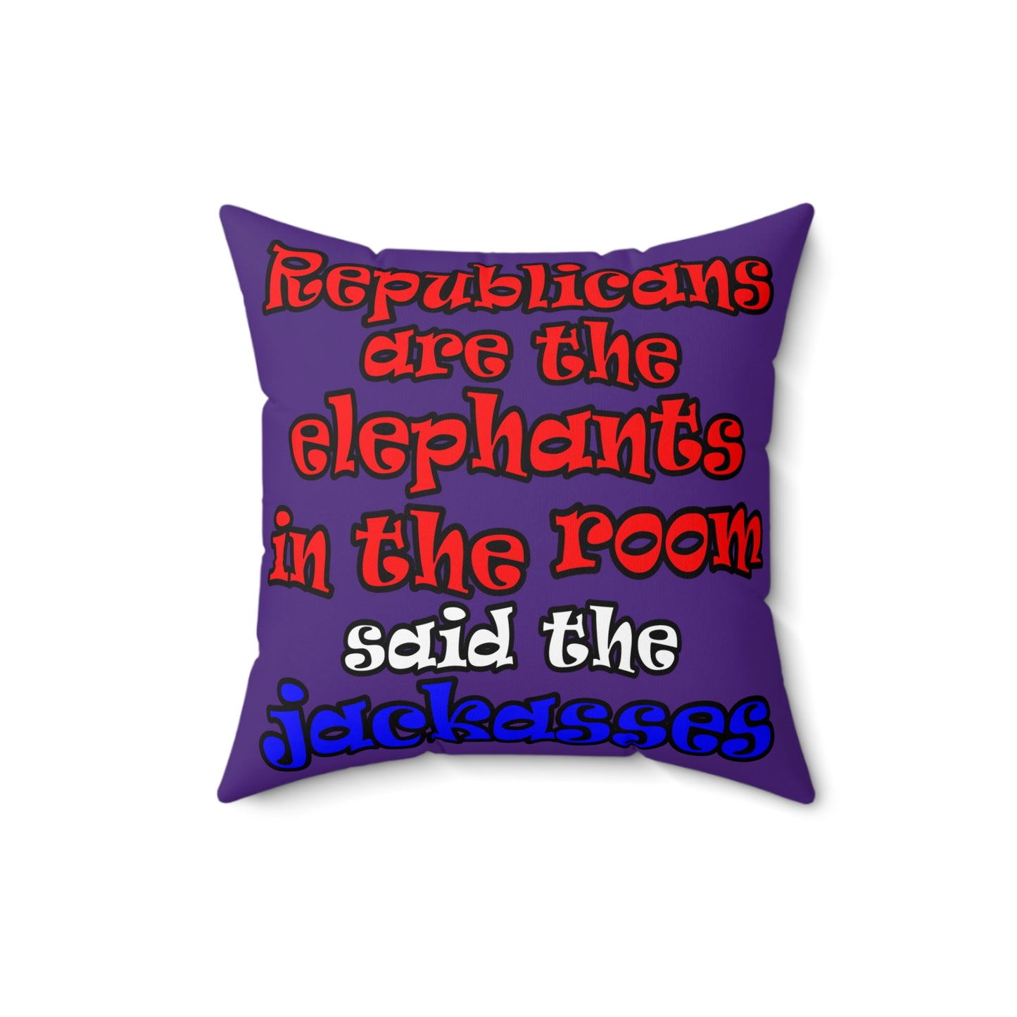donkeys and elephants - Spun Polyester Square Pillow - (purple)