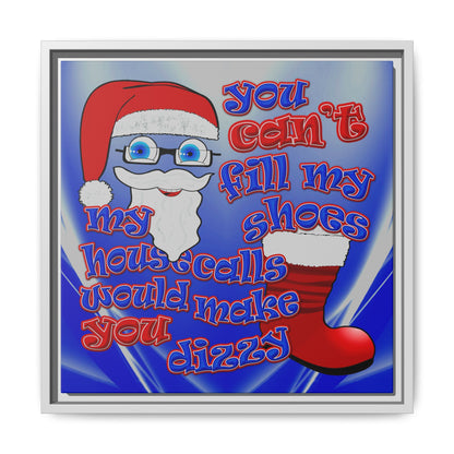 santa's shoes - framed canvas art (blue-white wave)