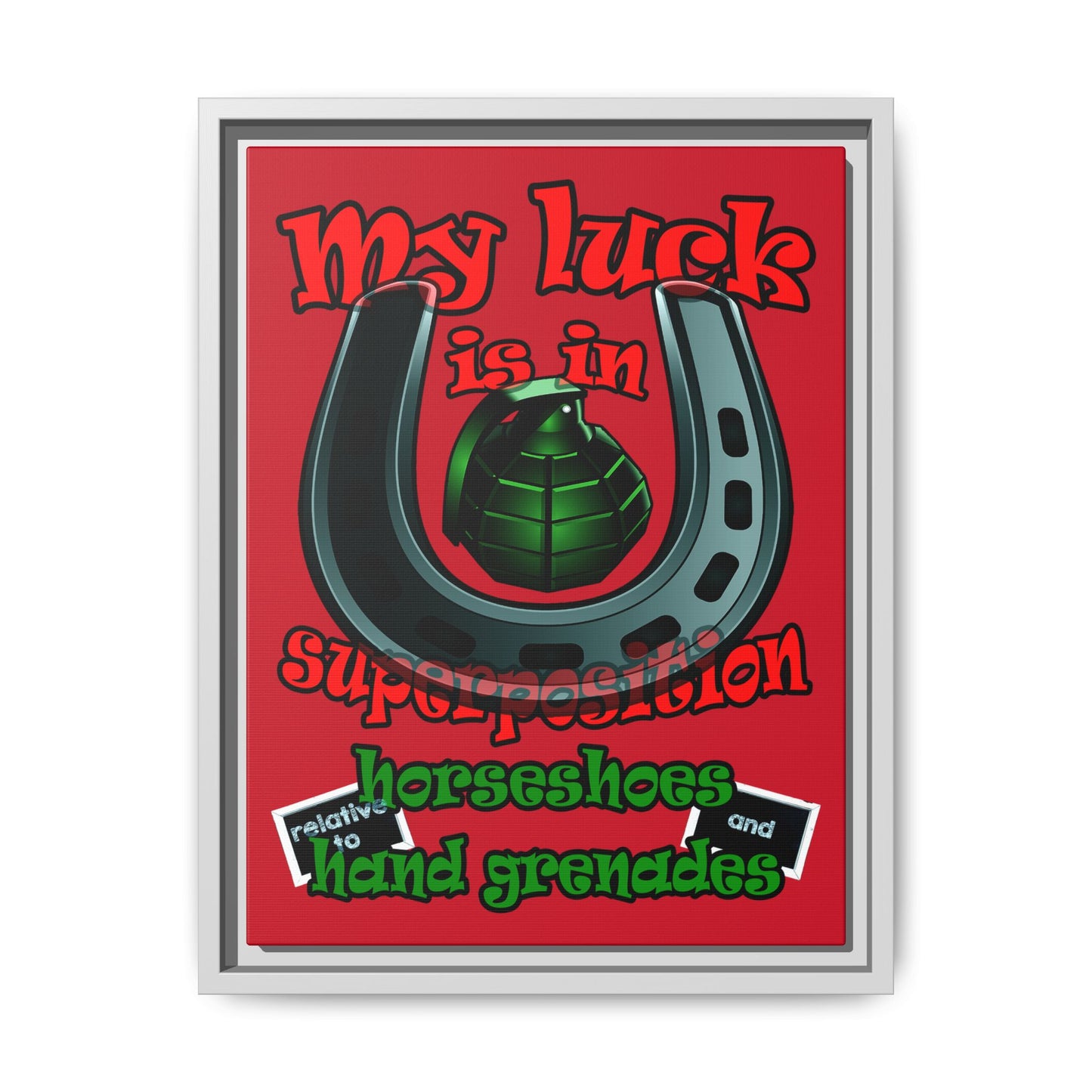 my luck - framed canvas art (dark red)