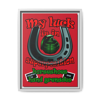my luck - framed canvas art (dark red)