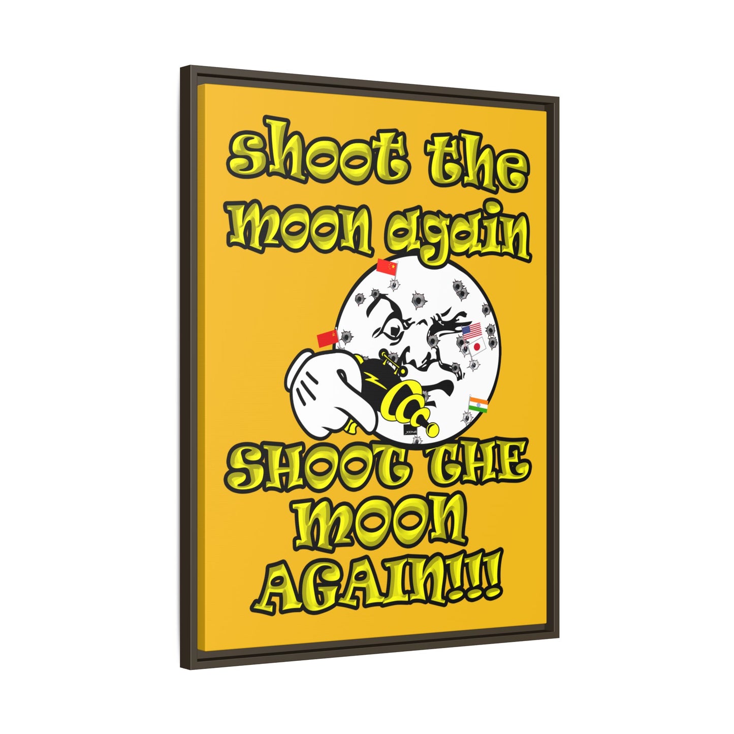 shoot the moon again - framed canvas art (yellow)