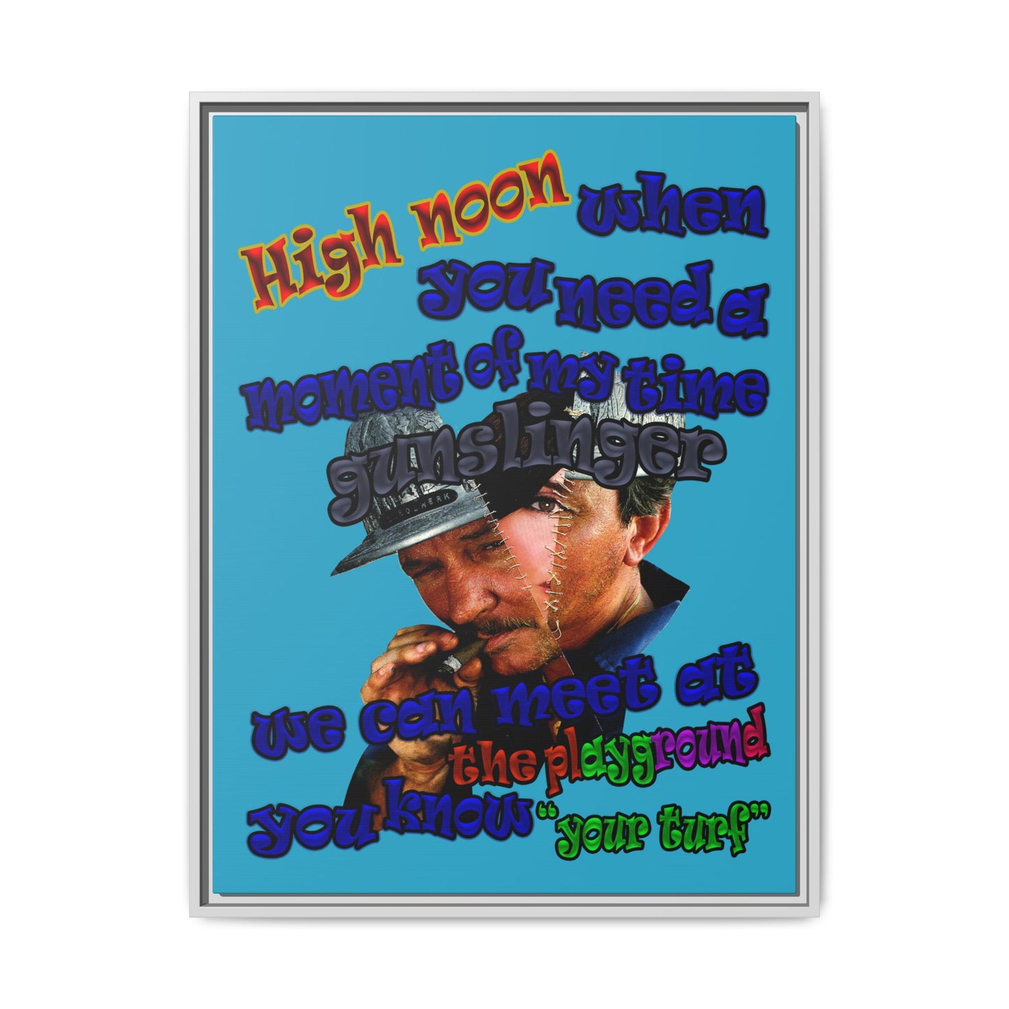high noon - framed canvas art (turquoise)
