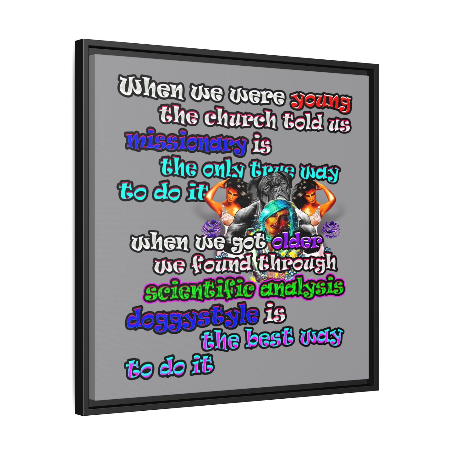 doggystyle - framed canvas art (grey)