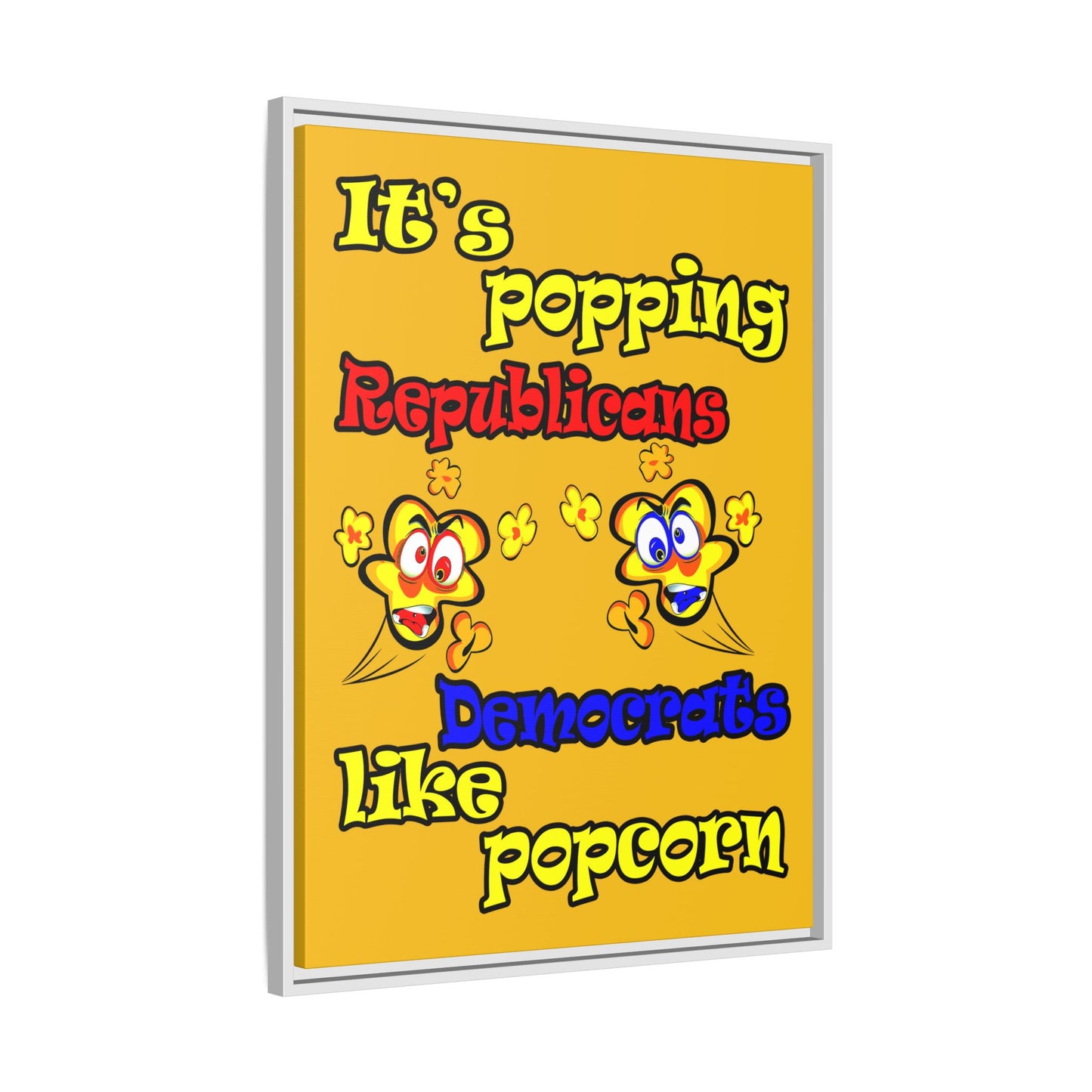 popping like popcorn - framed canvas art (yellow)