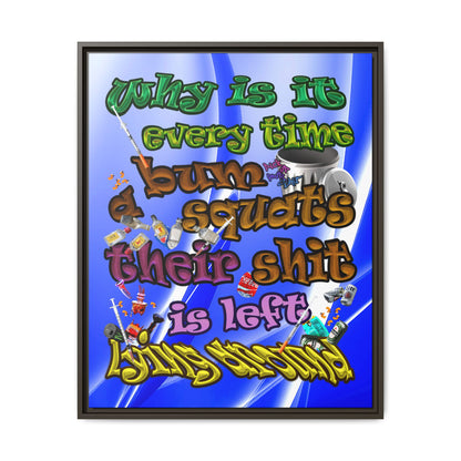 the bum's shit - framed canvas art (blue-white wave)