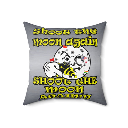 shoot the moon again - Spun Polyester Square Pillow - (brushed nickel)