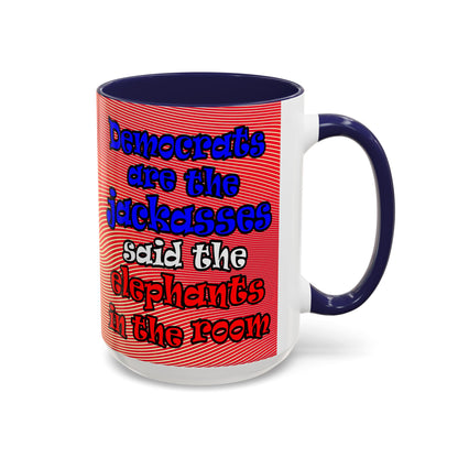 donkeys and elephants - Accent Mug (yellow-orange wave)