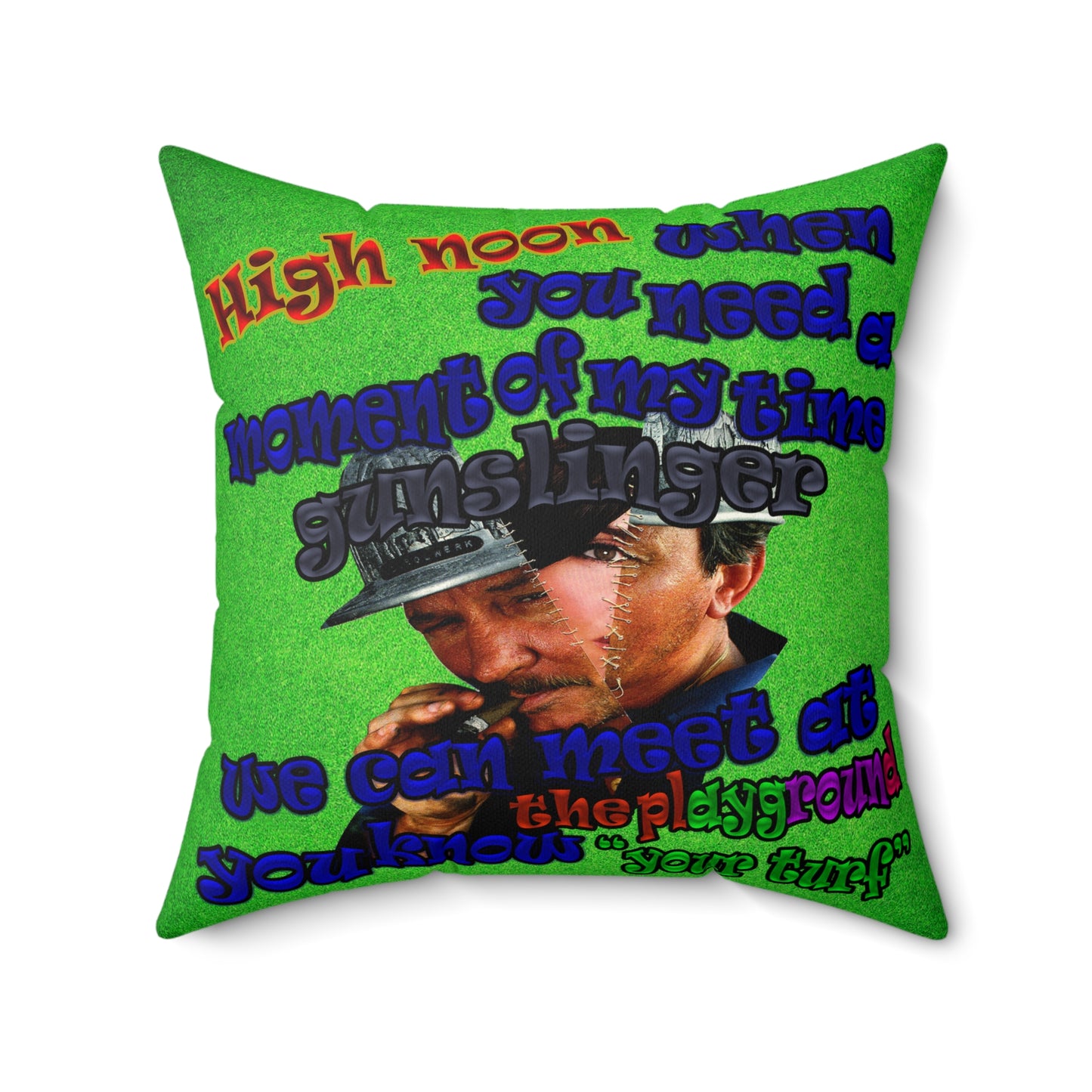 high noon - Faux Suede Square Pillow - (green turf)