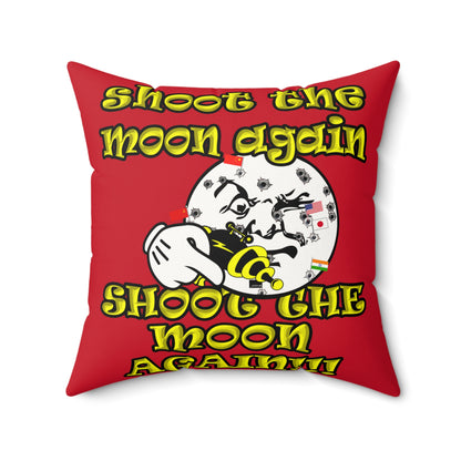 shoot the moon again - Faux Suede Square Pillow - (dark red)