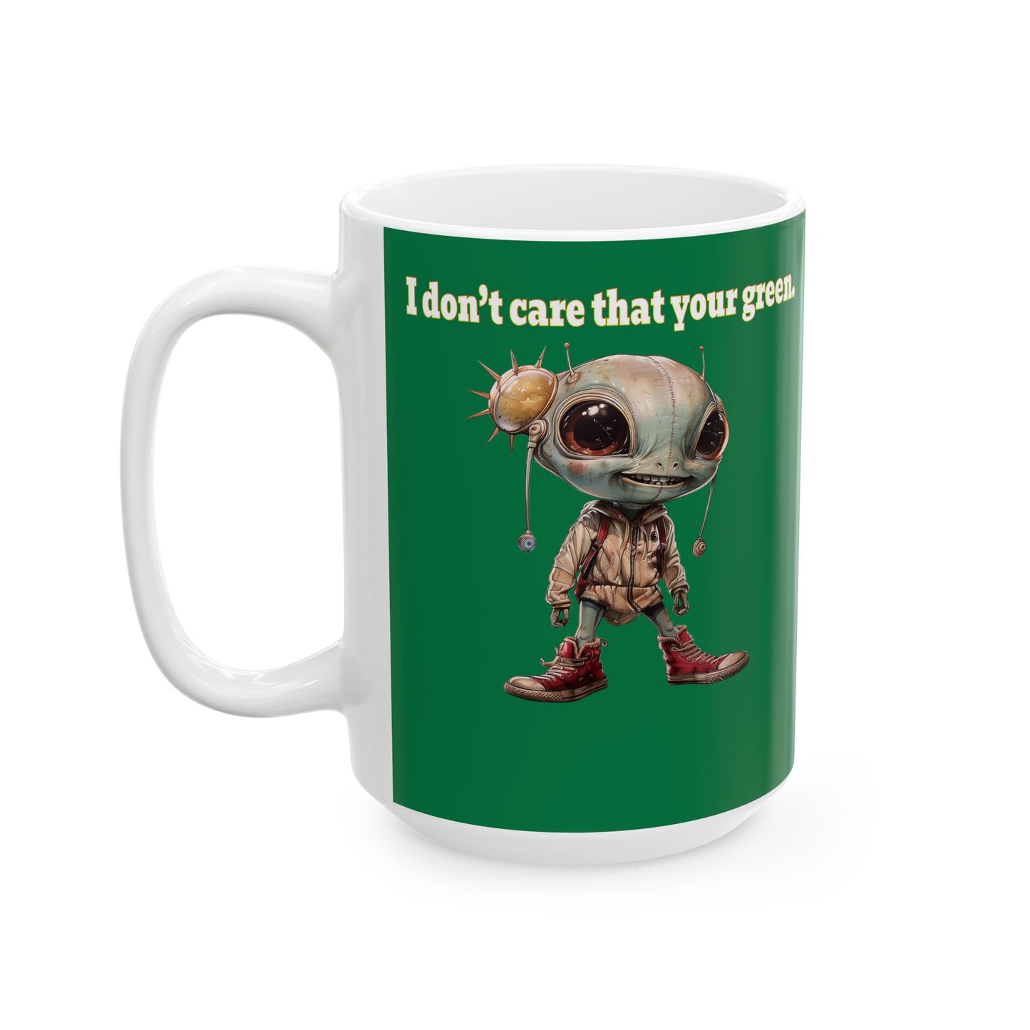 I don't care that your grey - White Mug (dark green)