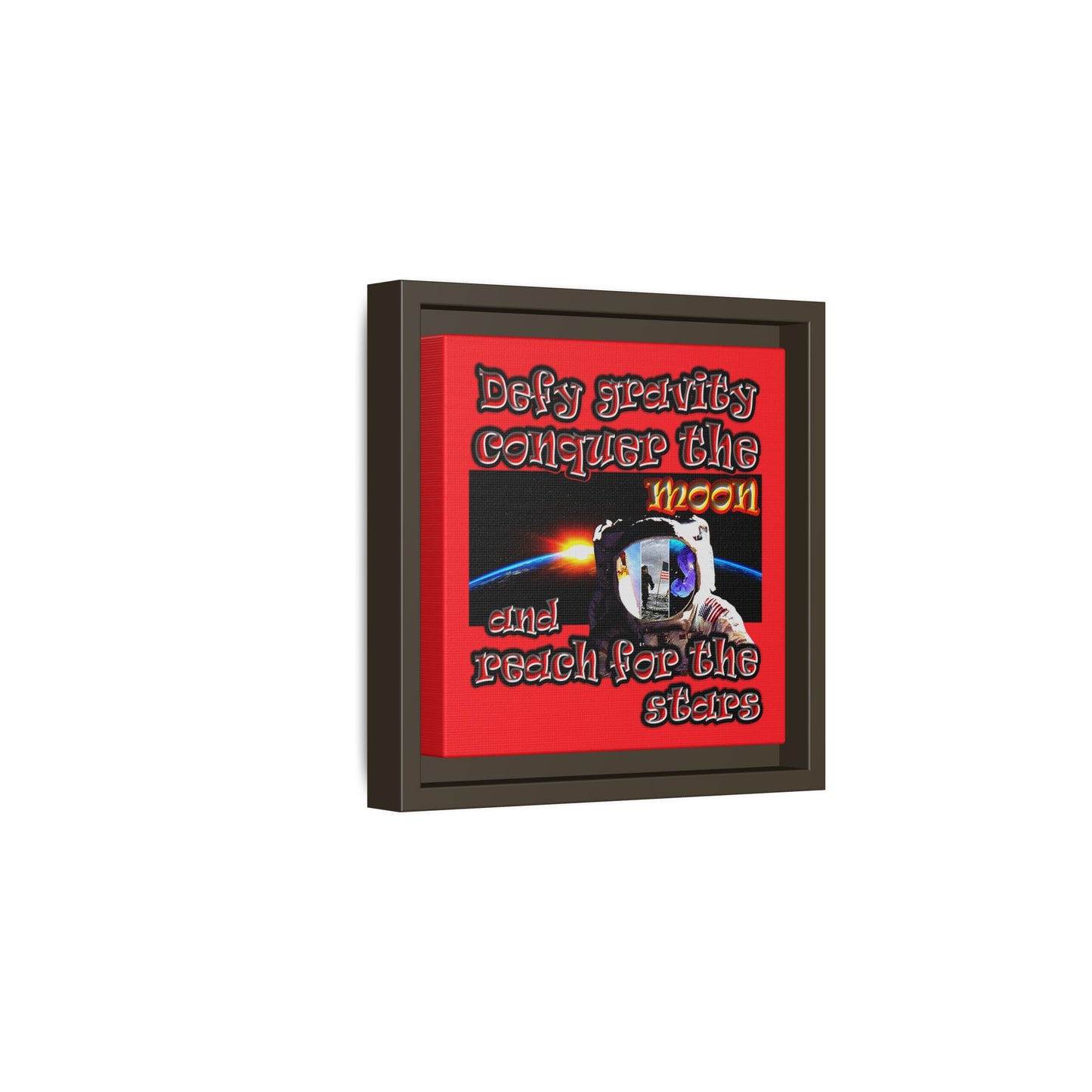 defy conquer reach - framed canvas art (red)