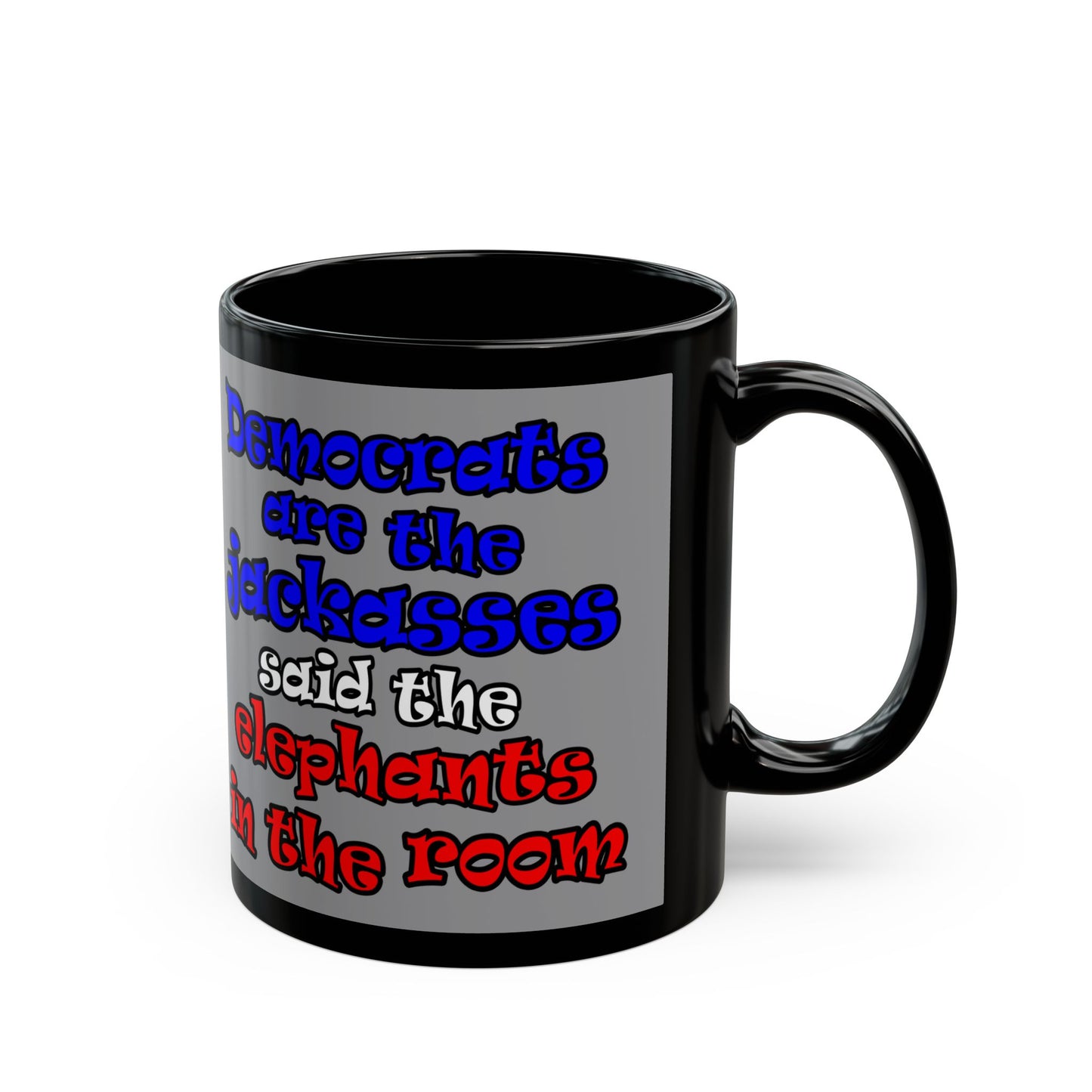 donkeys and elephants - Black Mug (grey)