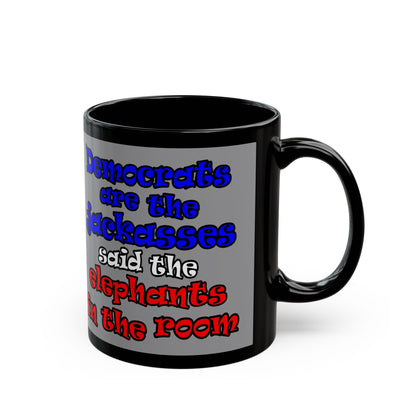 donkeys and elephants - Black Mug (grey)