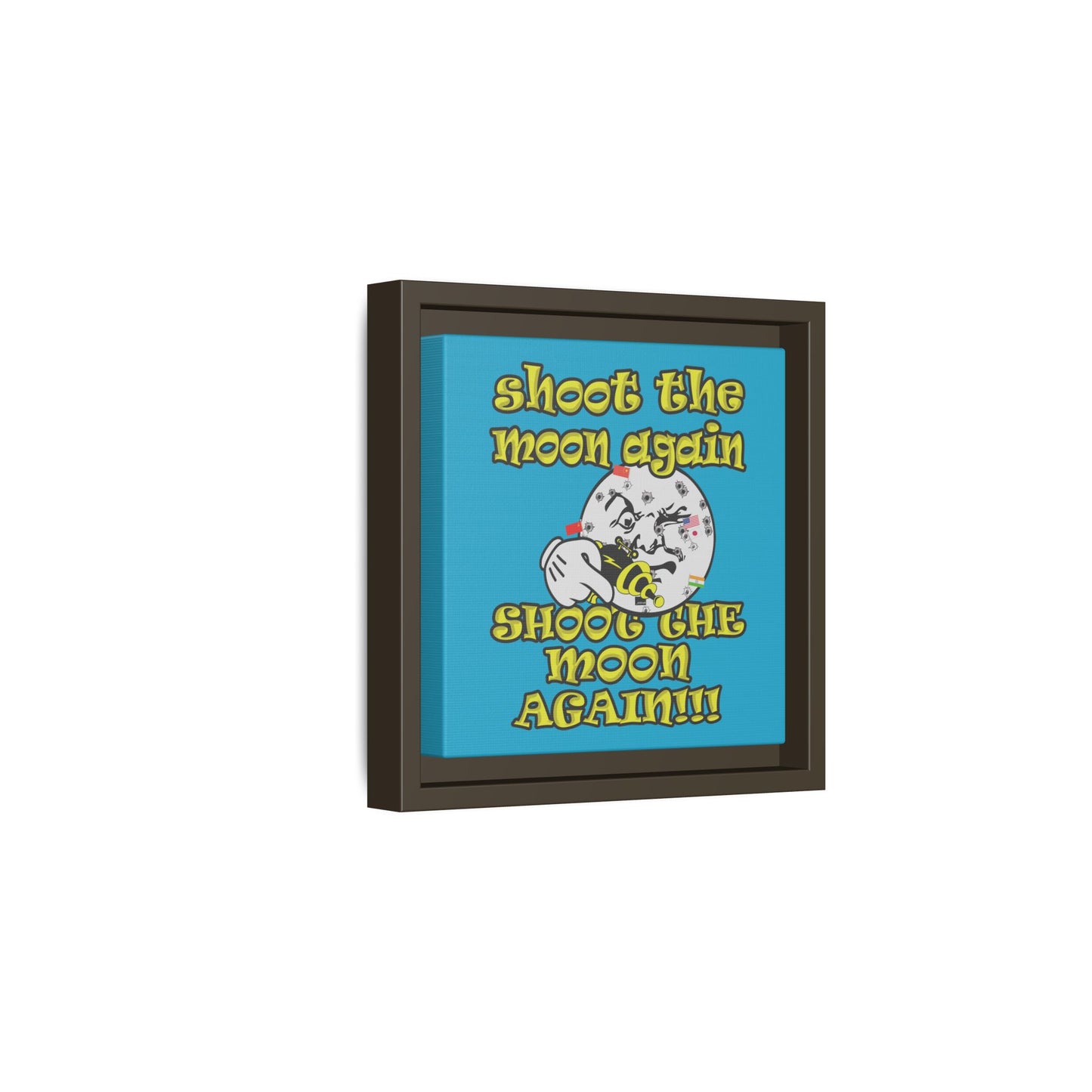 shoot the moon again - framed canvas art (turquoise)