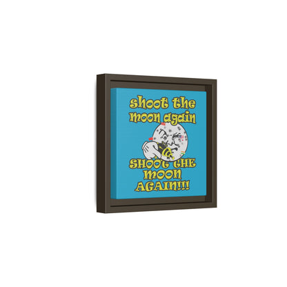 shoot the moon again - framed canvas art (turquoise)