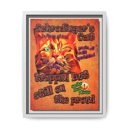schrodinger's cat - framed canvas art (burnt orange)