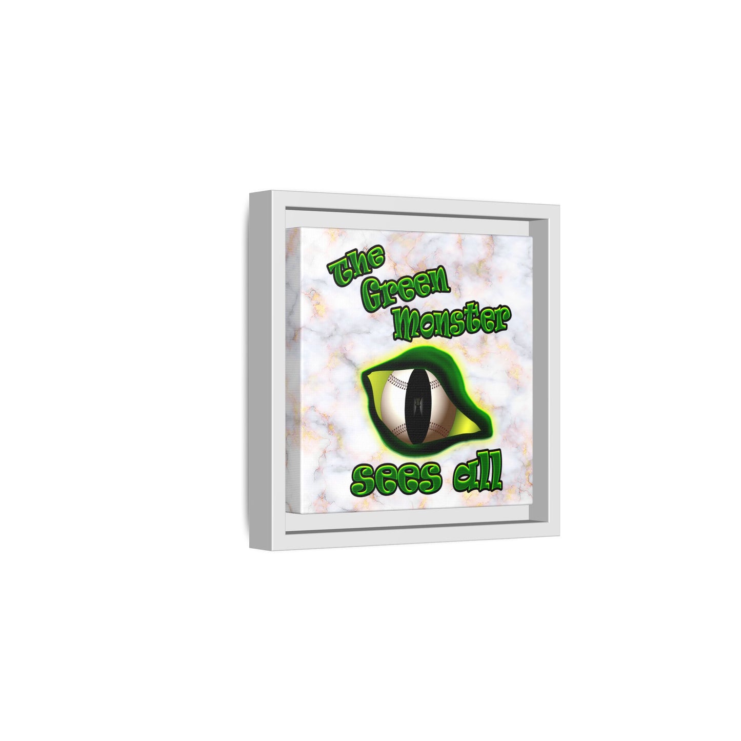 green monster - framed canvas art (white marble)