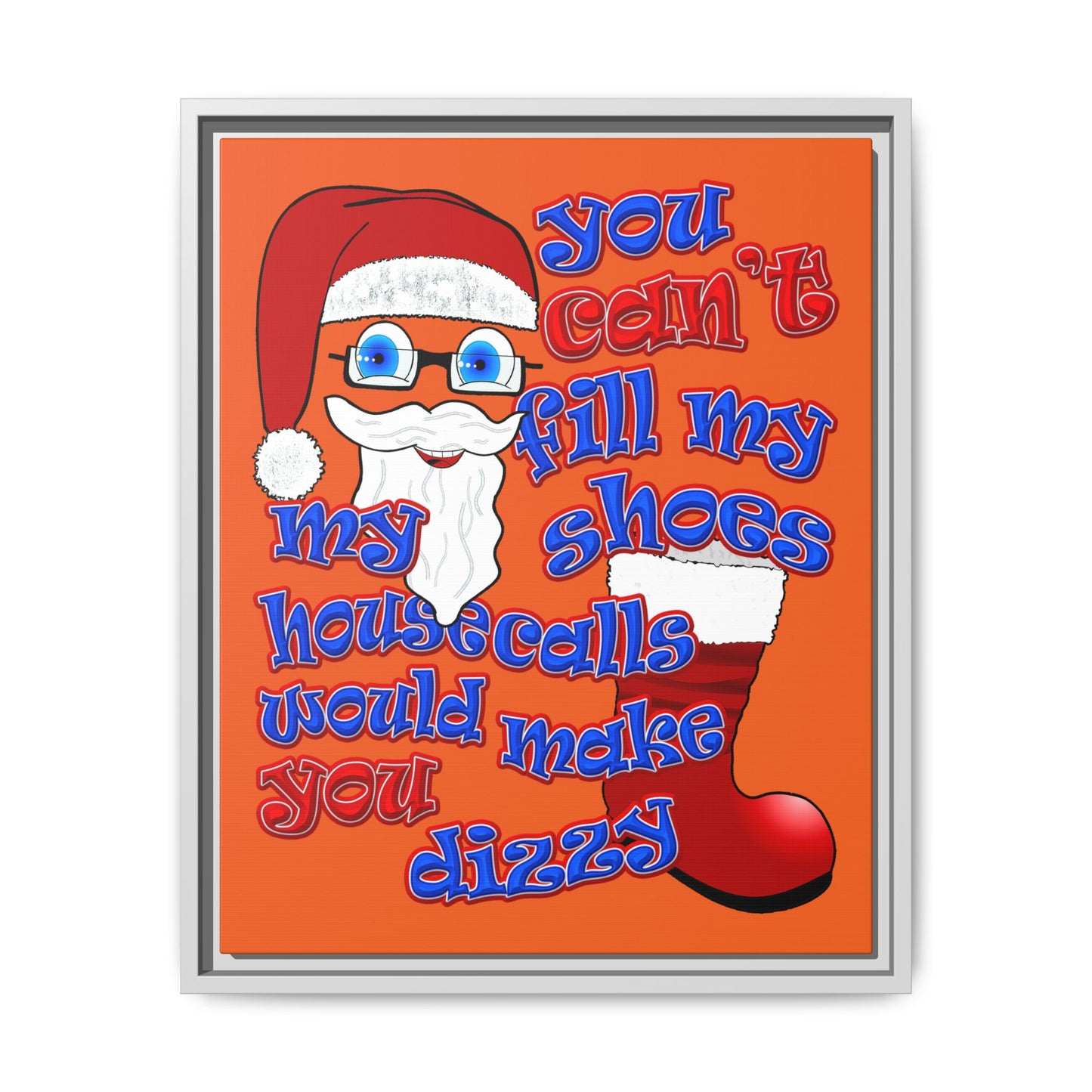 santa's shoes - framed canvas art (orange)