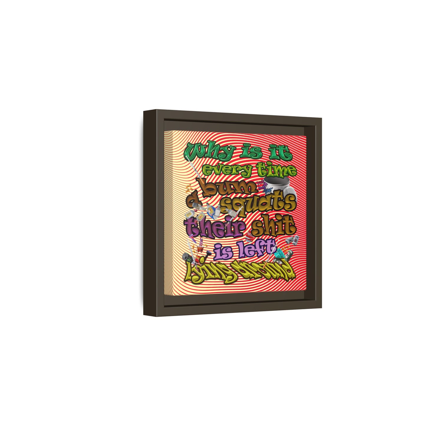 the bum's shit - framed canvas art (yellow-orange wave)