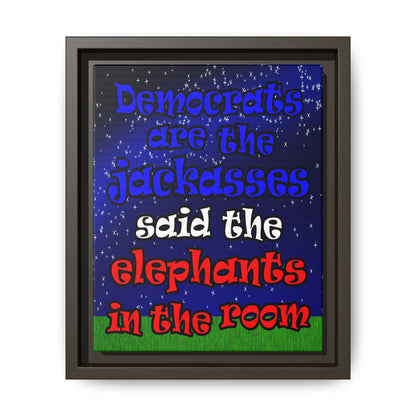 donkeys and elephants - framed canvas art ('snoops' background)