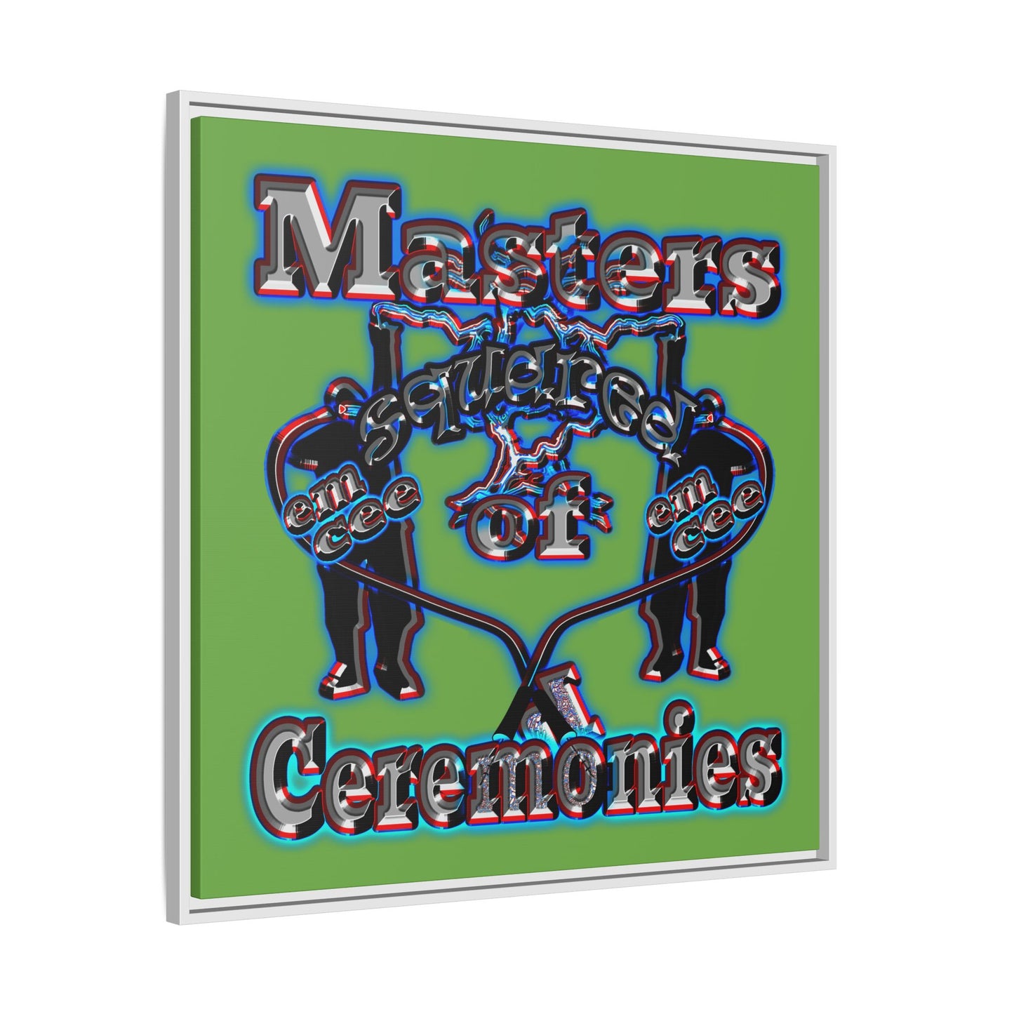 em cee squared - framed canvas art (green)
