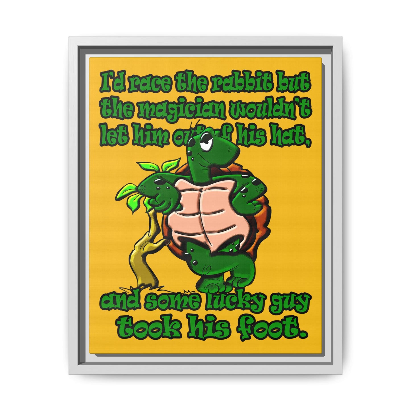 turtle race - framed canvas art (yellow)