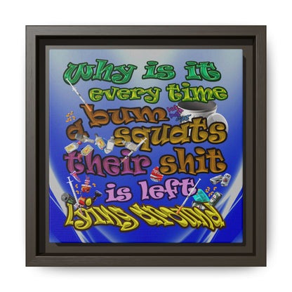 the bum's shit - framed canvas art (blue-white wave)
