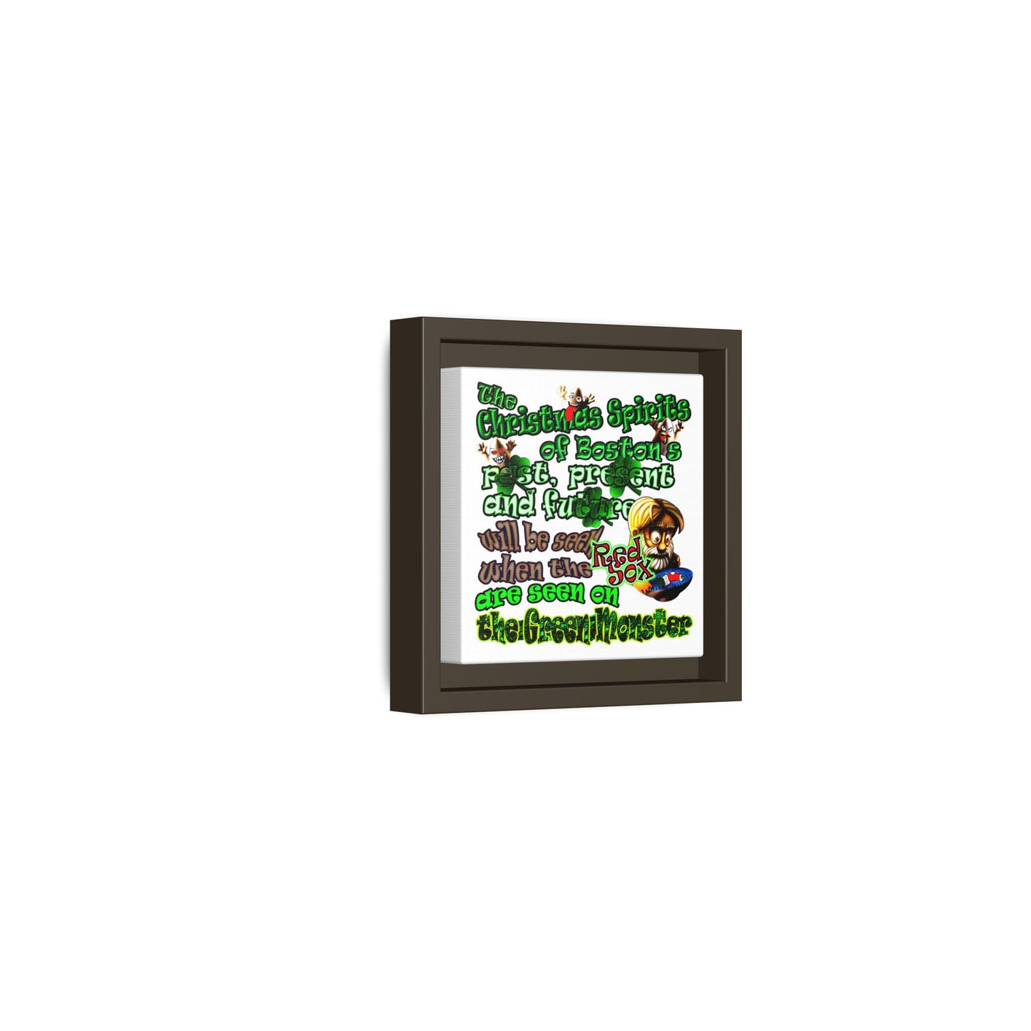 christmas spirits of boston - framed canvas art (white)