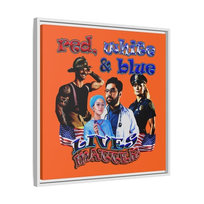 rw&b lives matter - framed canvas art (orange)