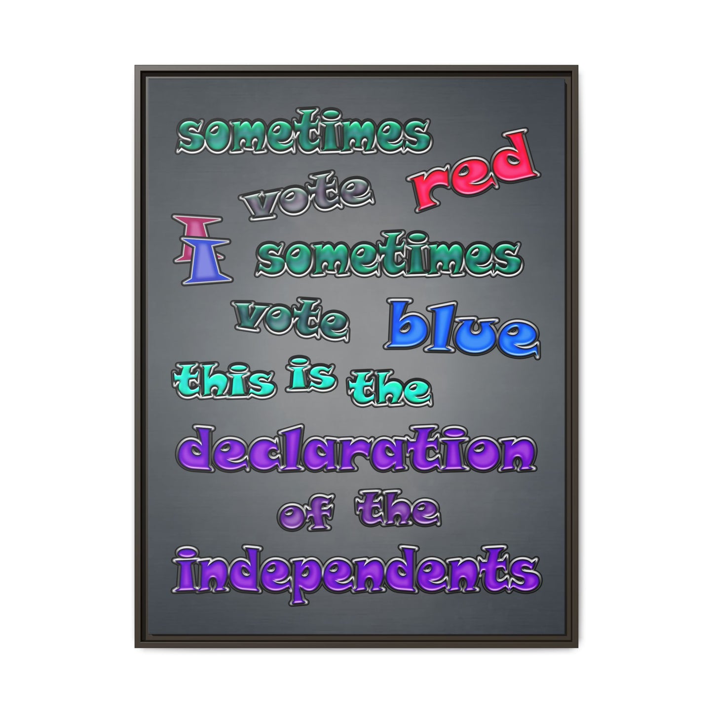 declaration of the independents - framed canvas art (grey-light grey)
