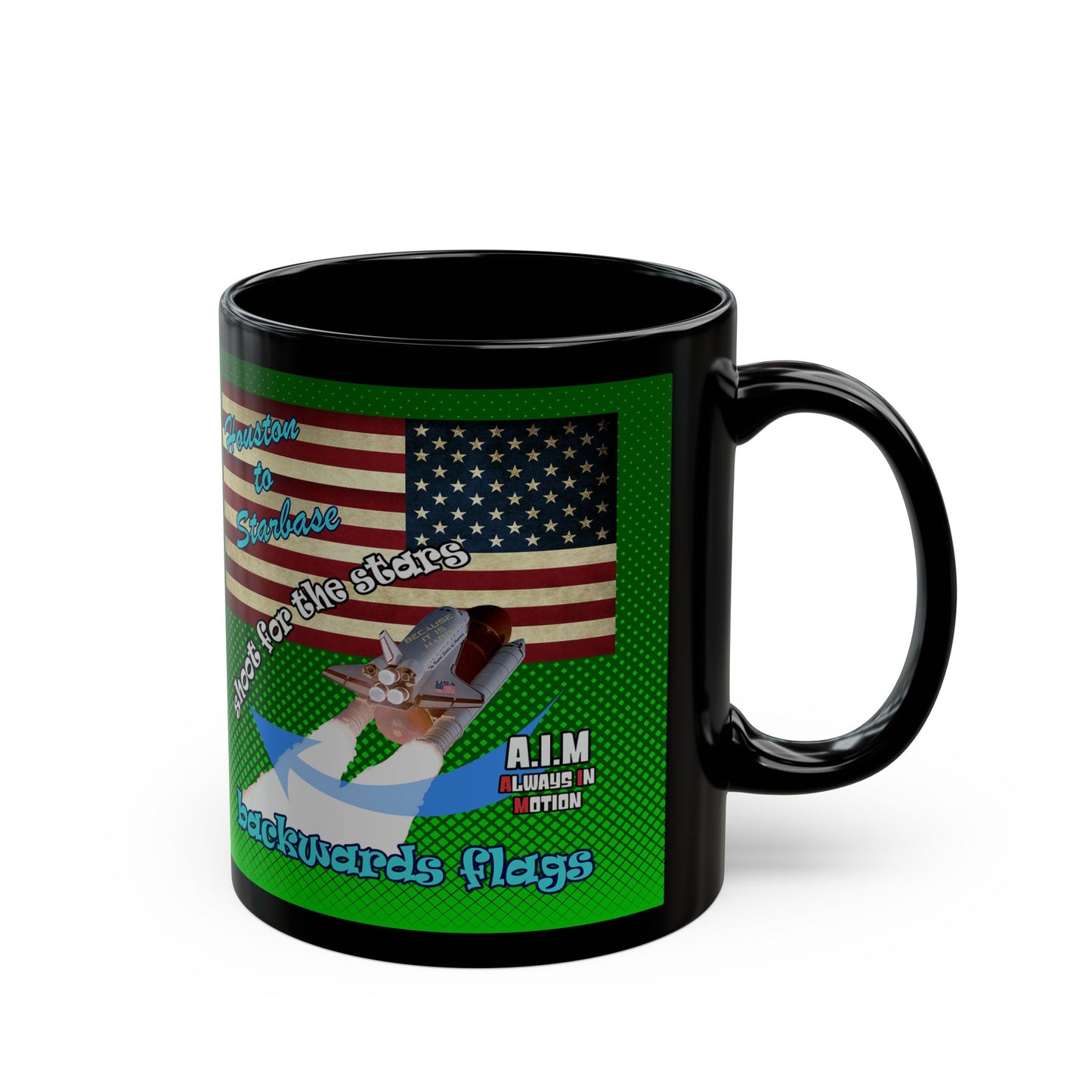 shoot for the stars - Black Mug (logo green)