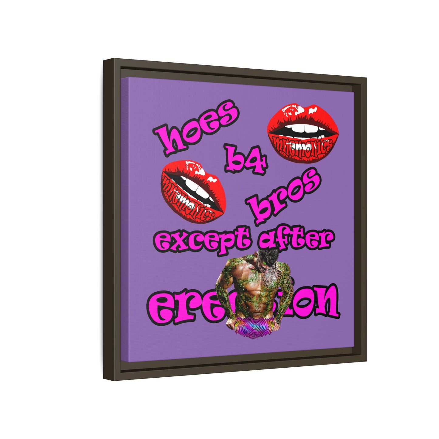 hoes b4 bros - framed canvas art (light purple)