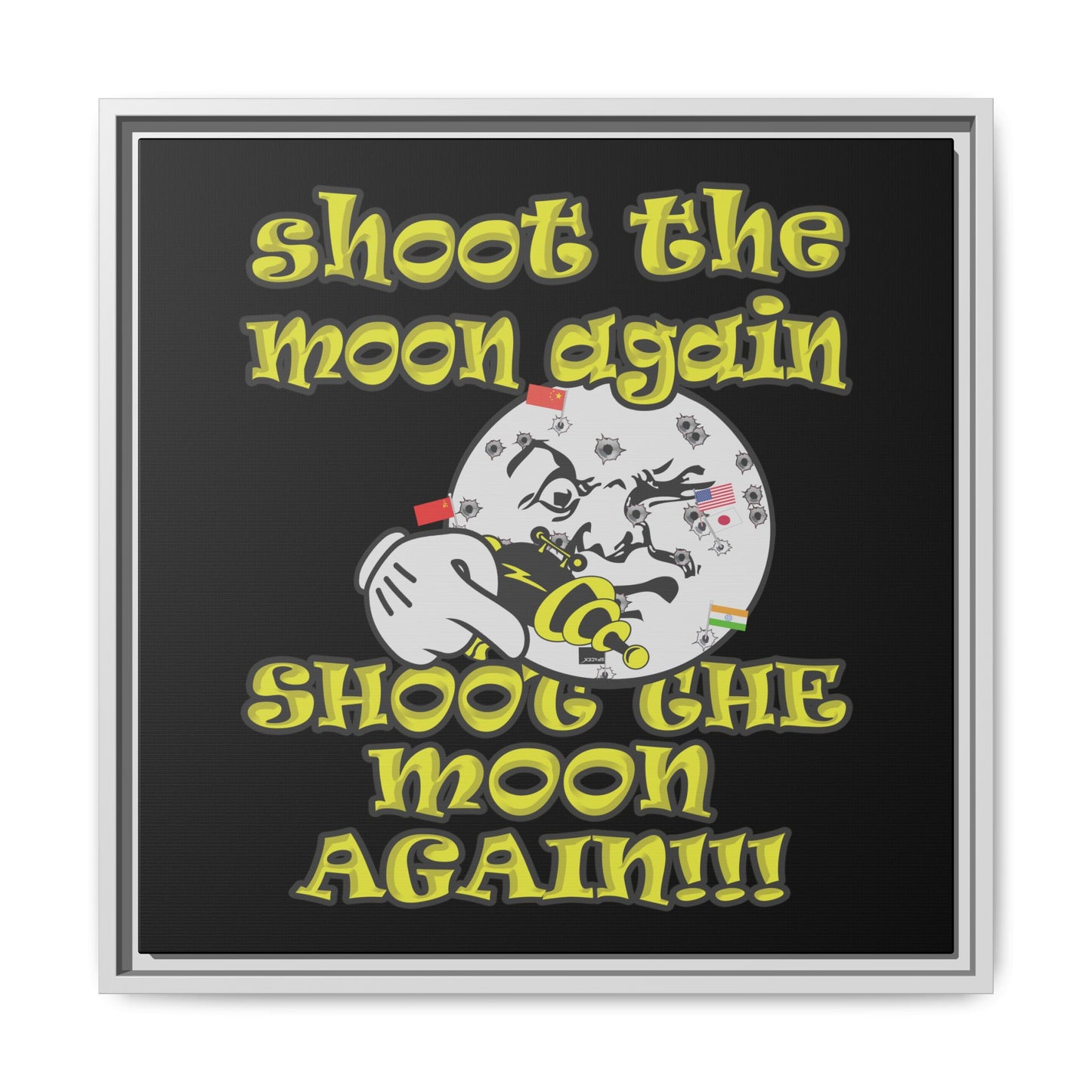shoot the moon again - framed canvas art (black)
