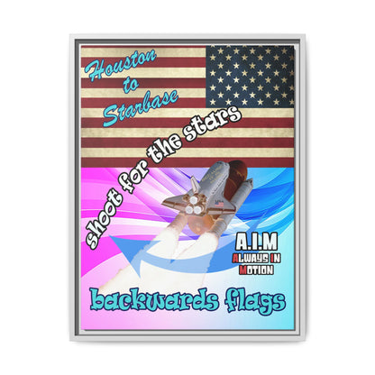 shoot for the stars - framed canvas art (light blue-pink wave)